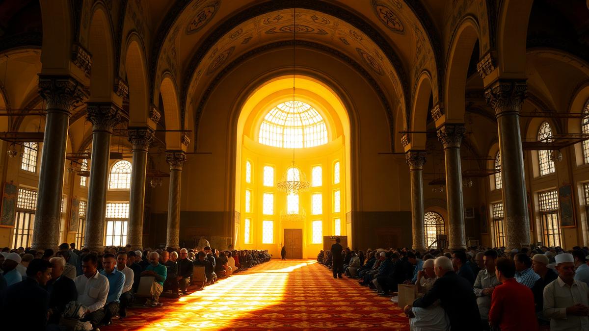 Community gathered inside a mosque